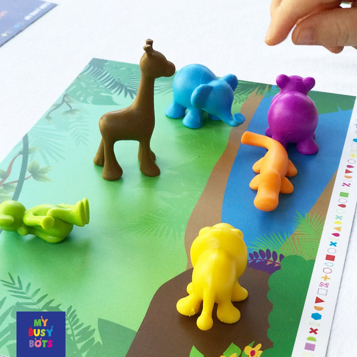 Wild Wanderings - My Busy Bots Bag of animals, learning their shapes and matching while focusing on the building & development of important sensory skills