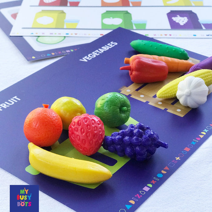 Easy Peasy Lemon Squeezy - My Busy Bots Bag aids in development in learning fruits, vegetables & squeezing skills